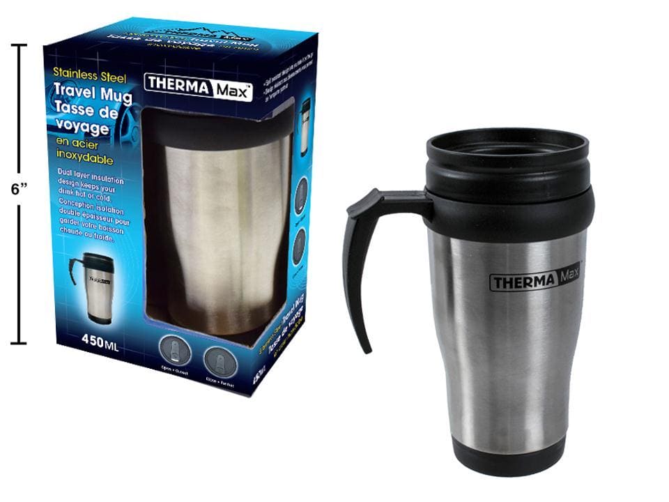 Therma Max, Stainless Steel Travel Mug 450mL, Colour Box - Brantford Surplus