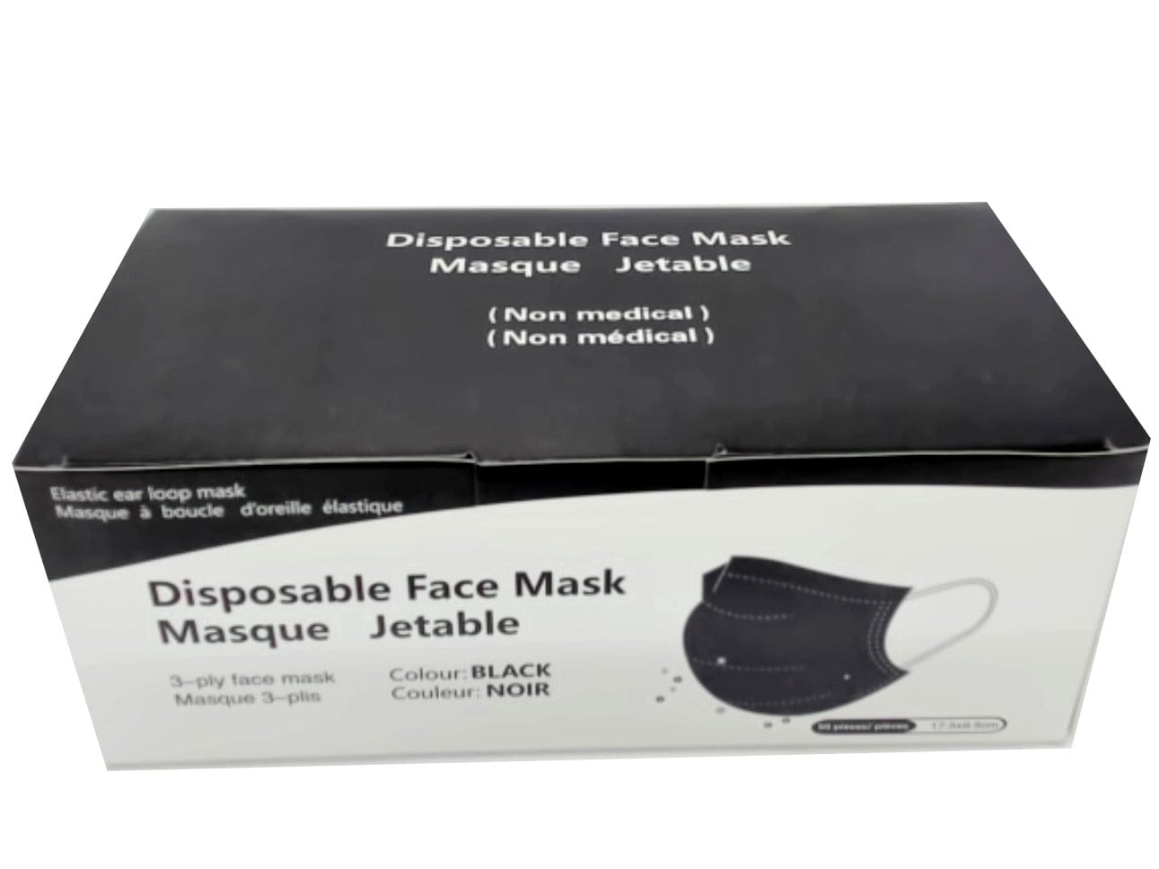 Disposable Face Mask 50pk. Black 3-Ply - Brantford Surplus