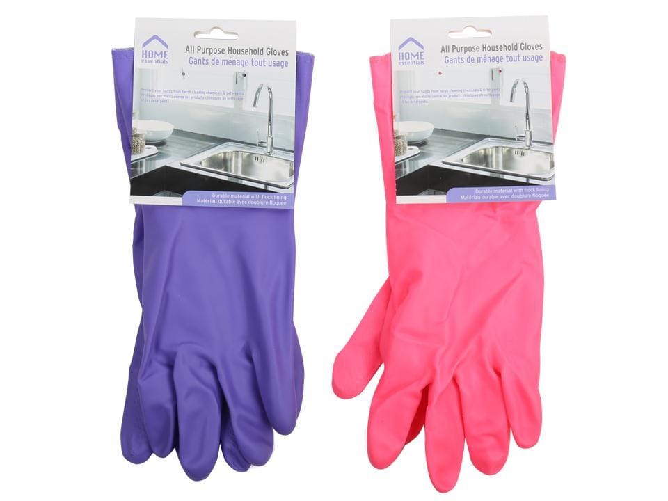 .E. ALL PURPOSE HOUSEHOLD GLOVES, HEADER CARD, 2/C, BLK & PINK - Brantford Surplus