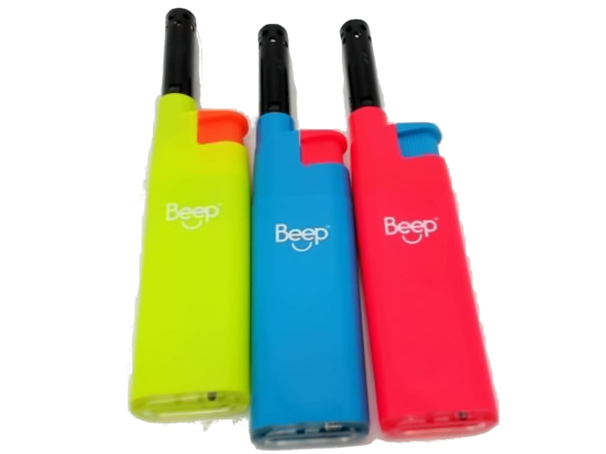 Lighter Refillable Turbo Flame Assorted Colours Beep - Brantford Surplus