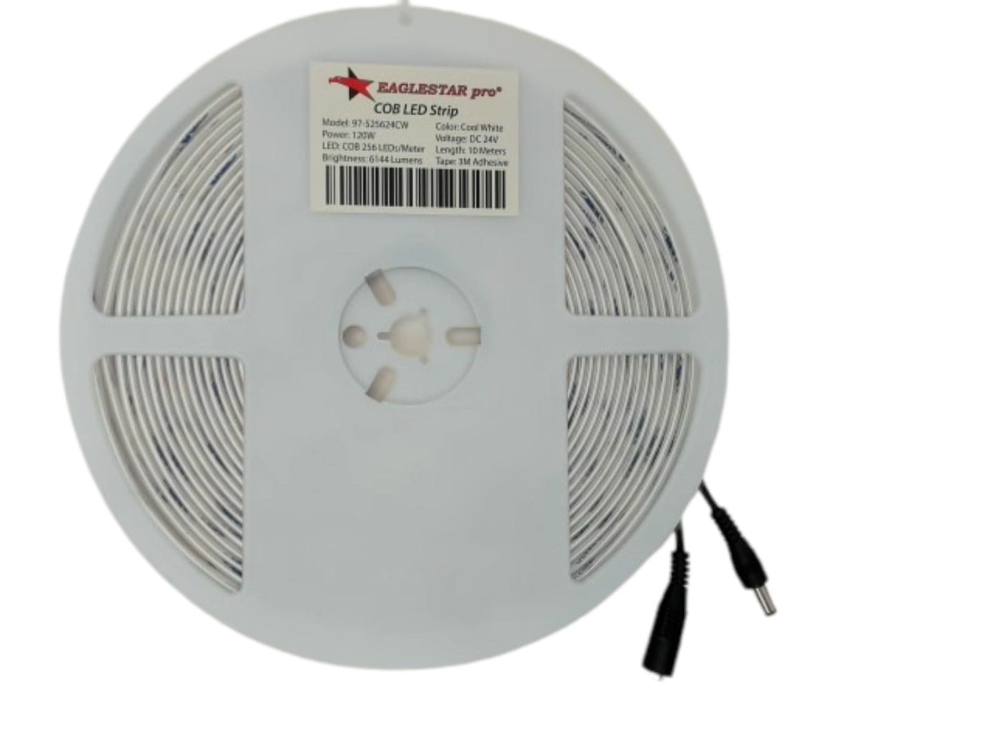 LED strip COB cool white 10 metres 120W 24VDC 256 LED/M 6144 lumens 3M adhesive - Brantford Surplus