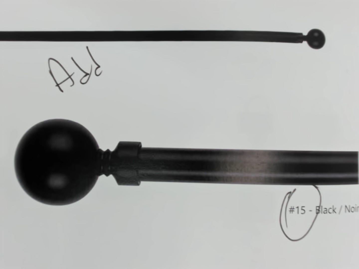 Extendable metal curtain rod set - metal sphere black 28 - 48 inch - Brantford Surplus