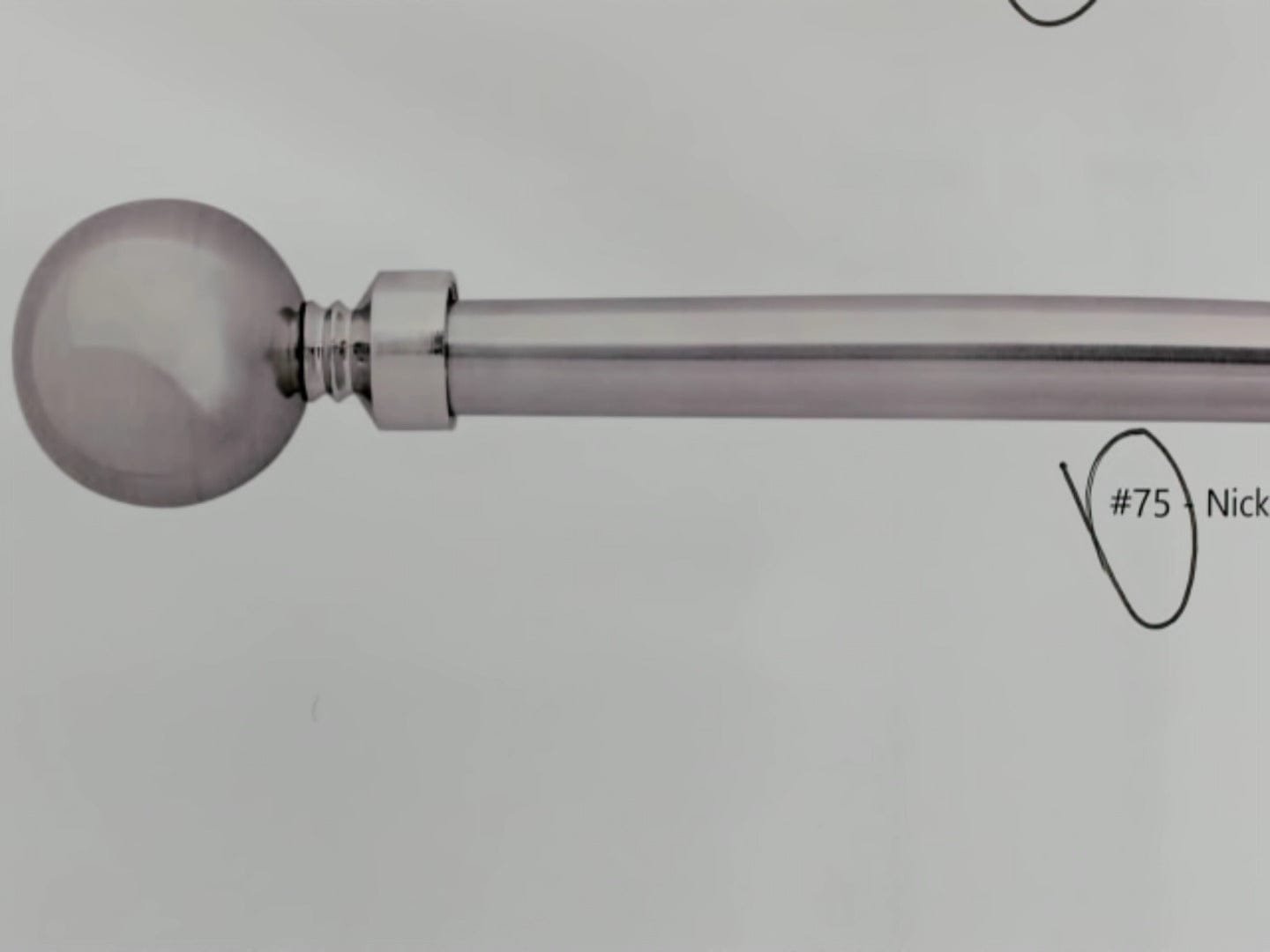 Extendable metal curtain rod set - metal sphere nickel 48 - 86 inch - Brantford Surplus