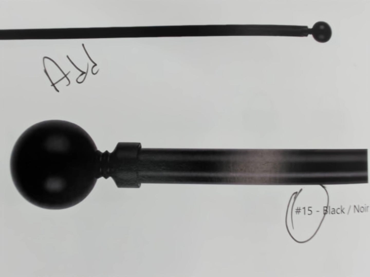 Extendable metal curtain rod set - metal sphere black 66 - 120 inch - Brantford Surplus