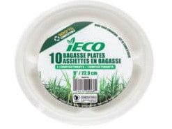 iECO 9" BAGASSE PLATE 3 COMPARTMENTS 10/PK - Brantford Surplus