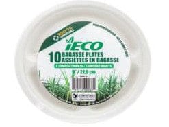 iECO 9" BAGASSE PLATE 3 COMPARTMENTS 10/PK