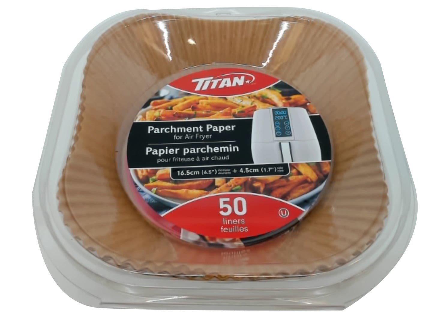 Parchement paper for air fryer crown 16.5cm 50 pack Titan - Brantford Surplus