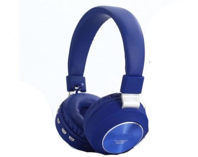 Bluetooth folding headset with FM and MicroSD slot - blue - Brantford Surplus