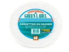 GREEN LABEL 6" PAPER PLATES 60/PACK - Brantford Surplus