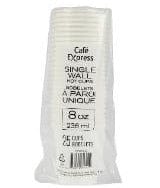 CAFE EXPRESS 8OZ WHITE HOT CUPS SINGLE WALL 25/SLEEVE - Brantford Surplus