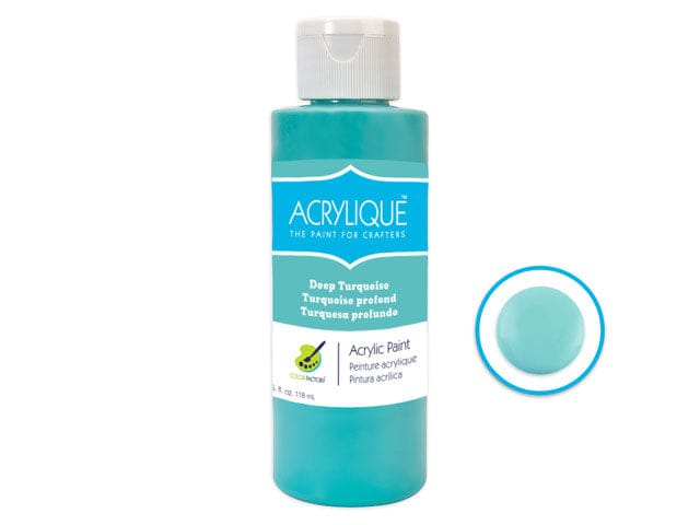 020 DEEP TURQUOISE            Color Factory: 4oz Acrylique Paint for Crafter's - Brantford Surplus