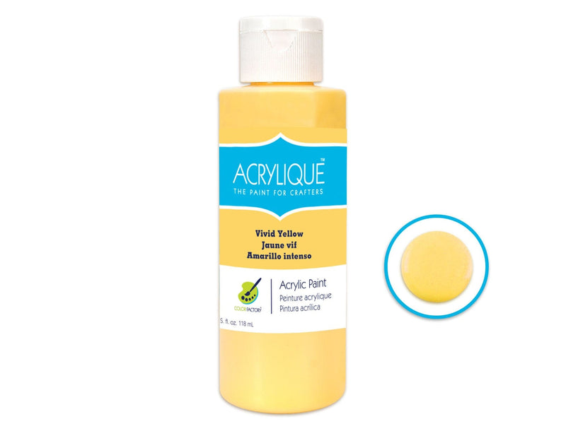 075 VIVID YELLOW              Color Factory: 4oz Acrylique Paint for Crafter's