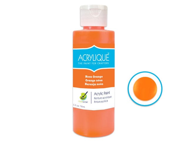 200 NEON ORANGE               Color Factory: 4oz Acrylique Paint for Crafter's - Brantford Surplus