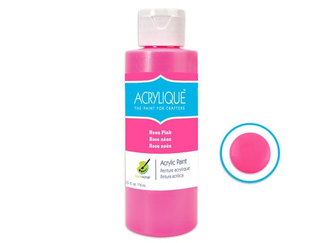 204 NEON PINK                 Color Factory: 4oz Acrylique Paint for Crafter's - Brantford Surplus