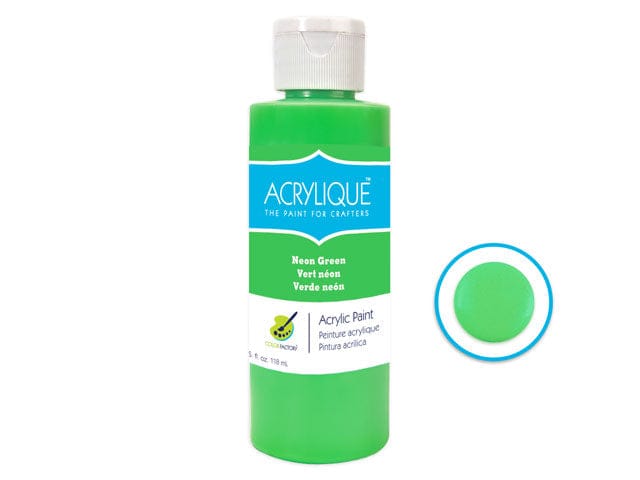 205 NEON GREEN                Color Factory: 4oz Acrylique Paint for Crafter's - Brantford Surplus