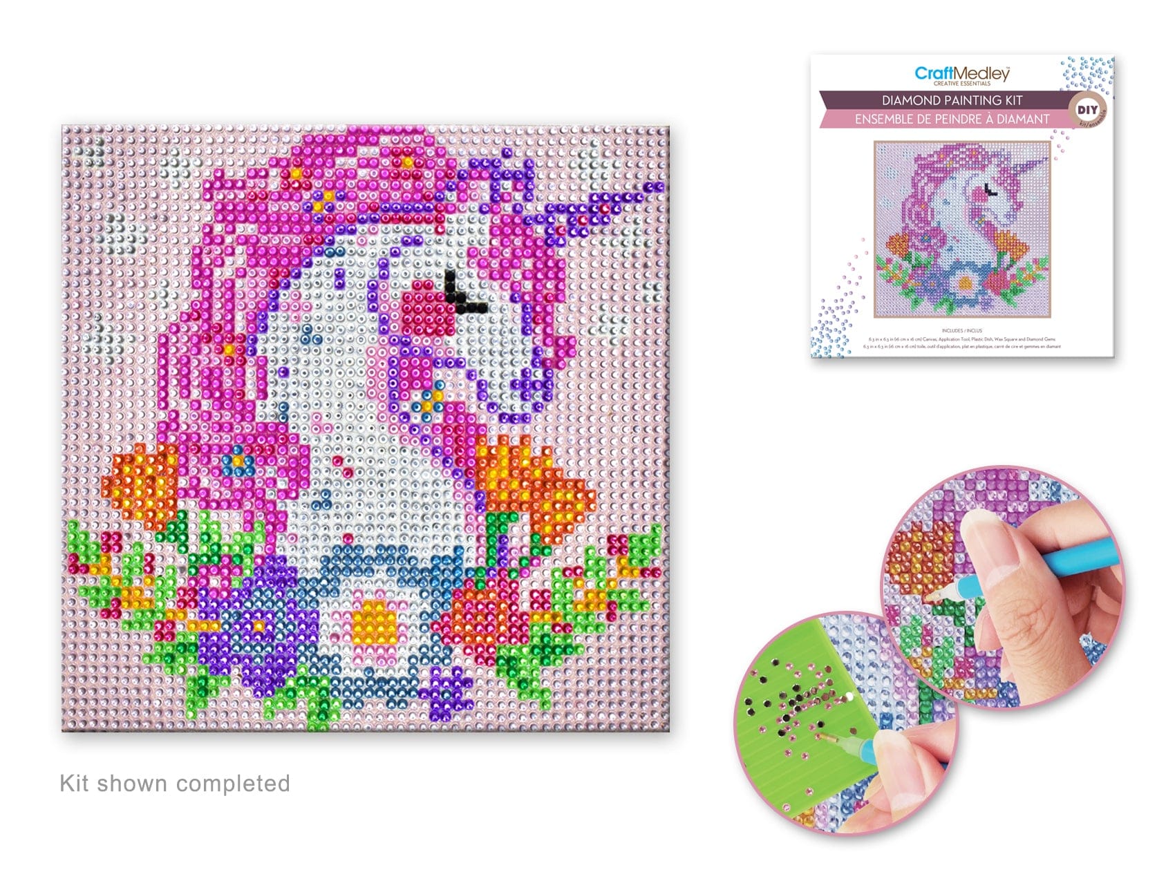 Craft Medley Kit: DIY Diamond Painting Kit C) Unicorn - Brantford Surplus