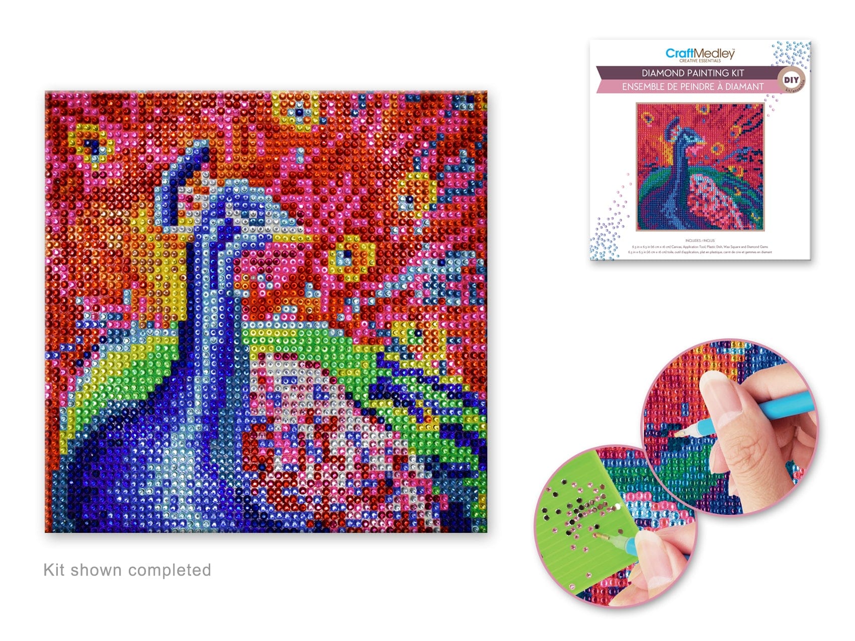 Craft Medley Kit: DIY Diamond Painting Kit D) Peacock - Brantford Surplus