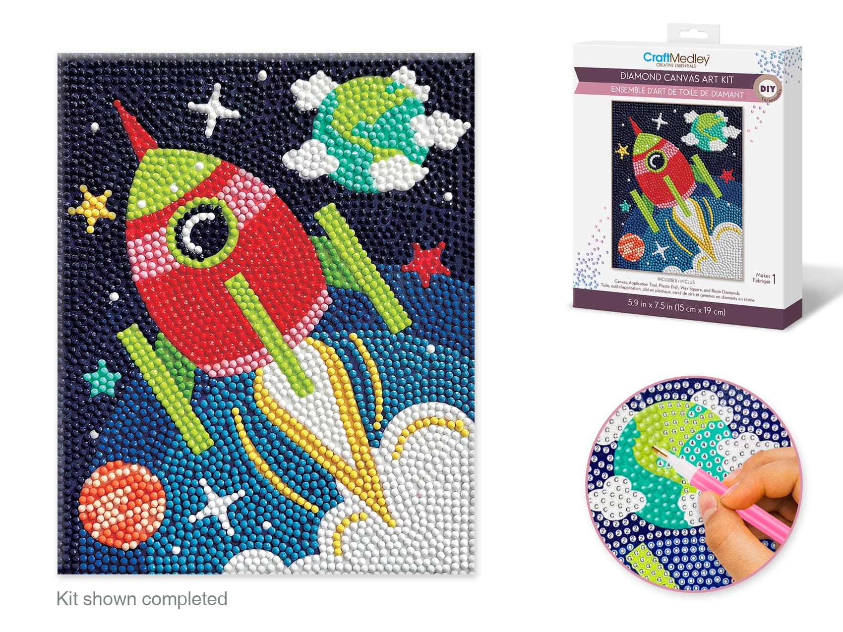 Craft Medley Kit: DIY Diamond Painting Kit E) Rocket Ship - Brantford Surplus