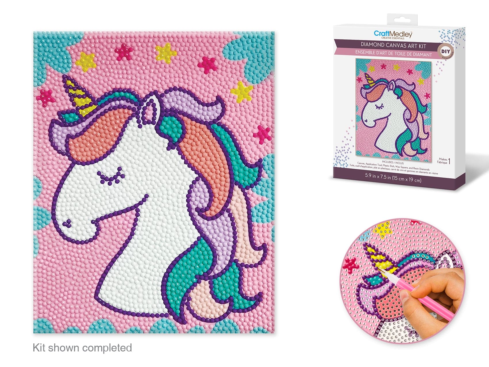 Craft Medley Kit: DIY Diamond Painting Kit F) Unicorn - Brantford Surplus