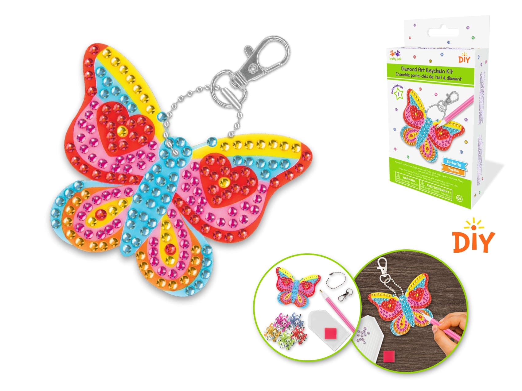 Krafty Kids Kit: Diamond Painting DIY Keychain Kit A) Butterfly - Brantford Surplus