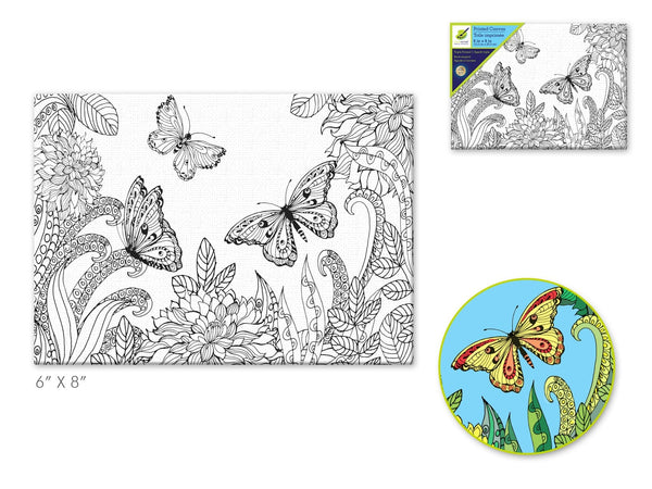 Stretch Artist Printed Canvas: 6"x8" Primed Back-Stapled A) Butterflies