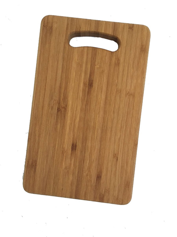 10.25" x 14" brown bamboo board with handle