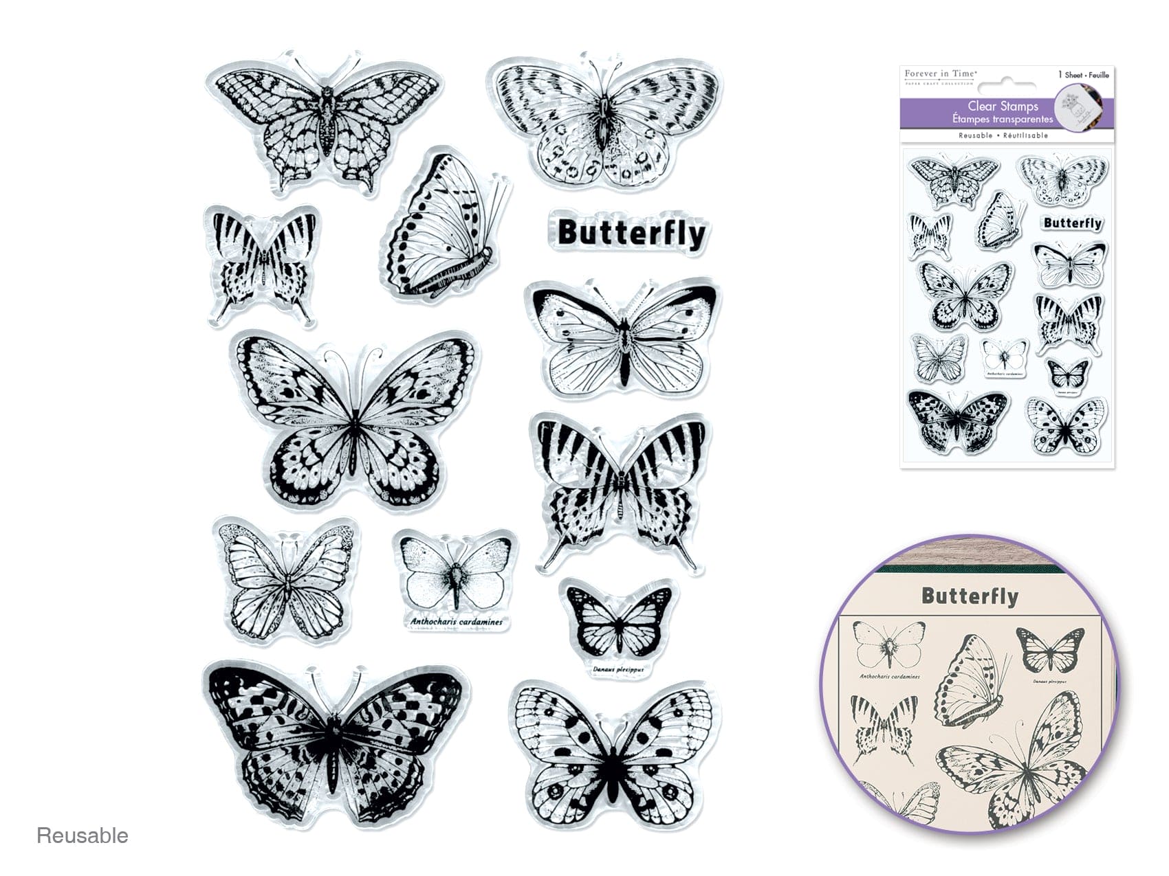 Clear Stamps: 4.3"x6.3" Reusable 01) Butterfly Medley - Brantford Surplus