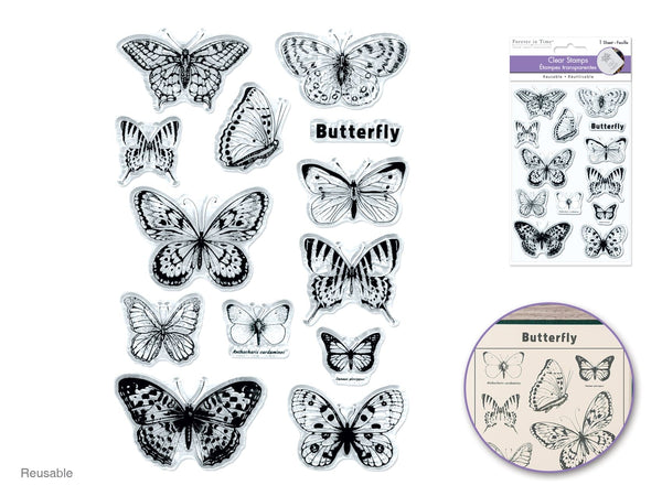 Clear Stamps: 4.3"x6.3" Reusable 01) Butterfly Medley