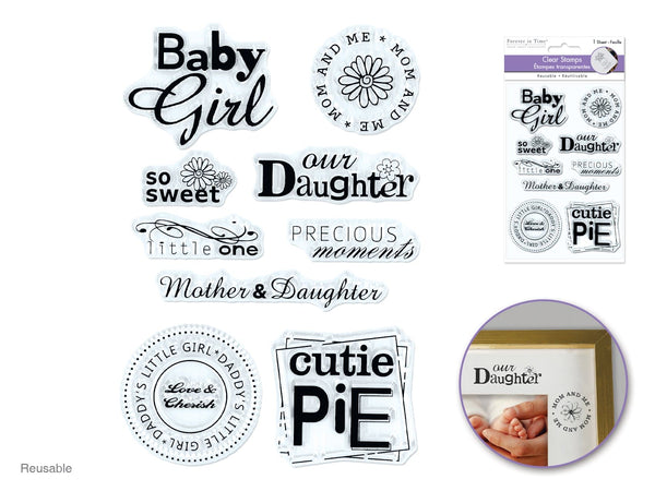 Clear Stamps: 4.3"x6.3" Reusable 05) Baby Girl