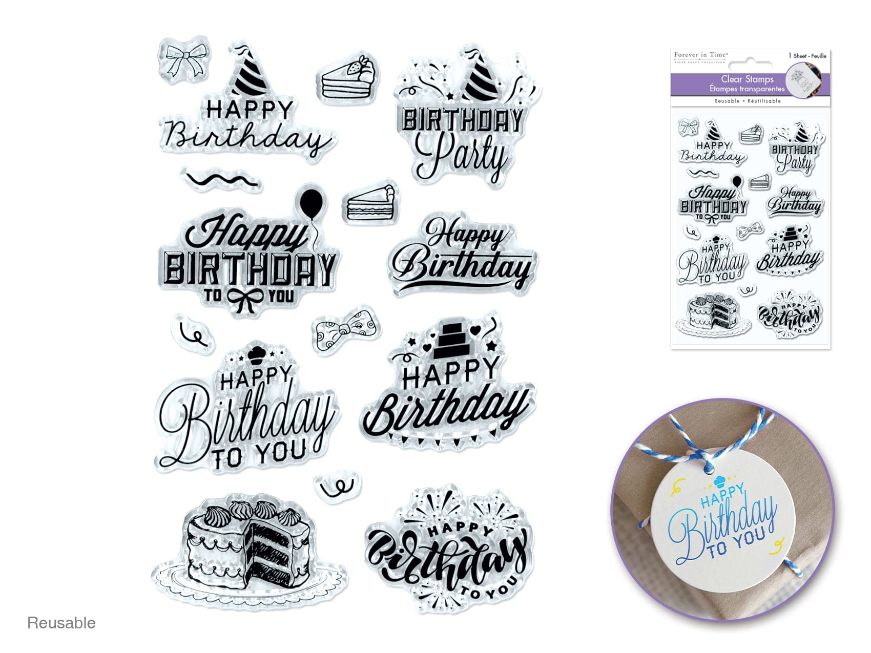 Clear Stamps: 4.3"x6.3" Reusable U) Birthday Party - Brantford Surplus