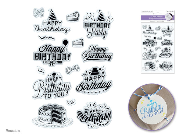 Clear Stamps: 4.3"x6.3" Reusable U) Birthday Party