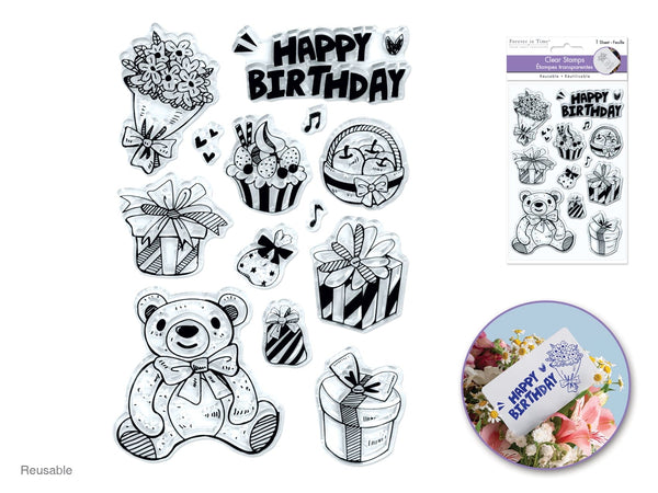 Clear Stamps: 4.3"x6.3" Reusable X) Birthday Treats