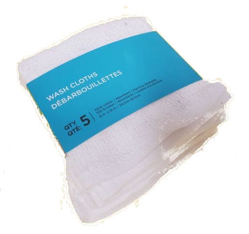 wash cloth 5 pack white - Brantford Surplus