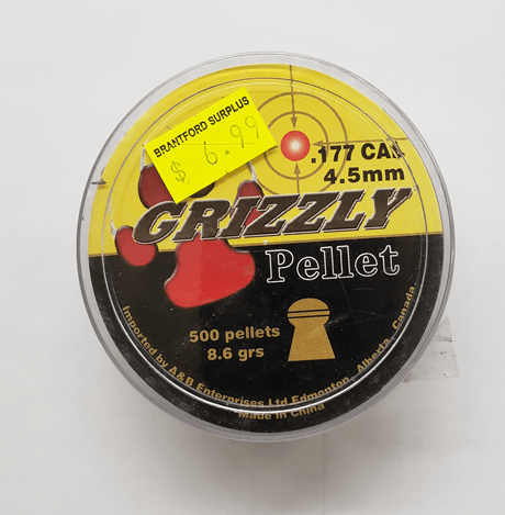 Pellet Domed 4.5mm 500pk. 8.6grs Grizzly
