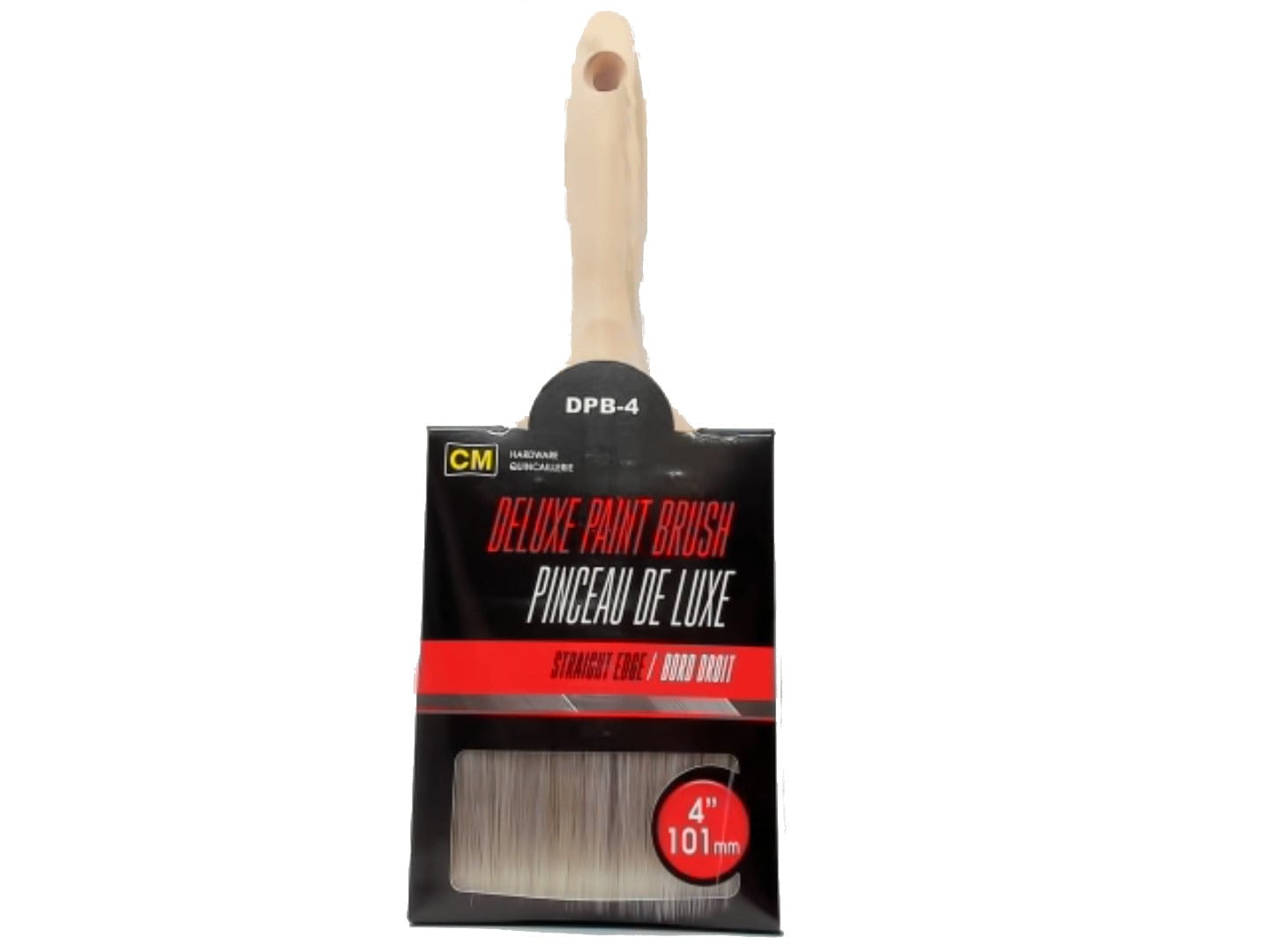 Paint brush 4 inch deluxe straight edge polyester with wooden handle - Brantford Surplus