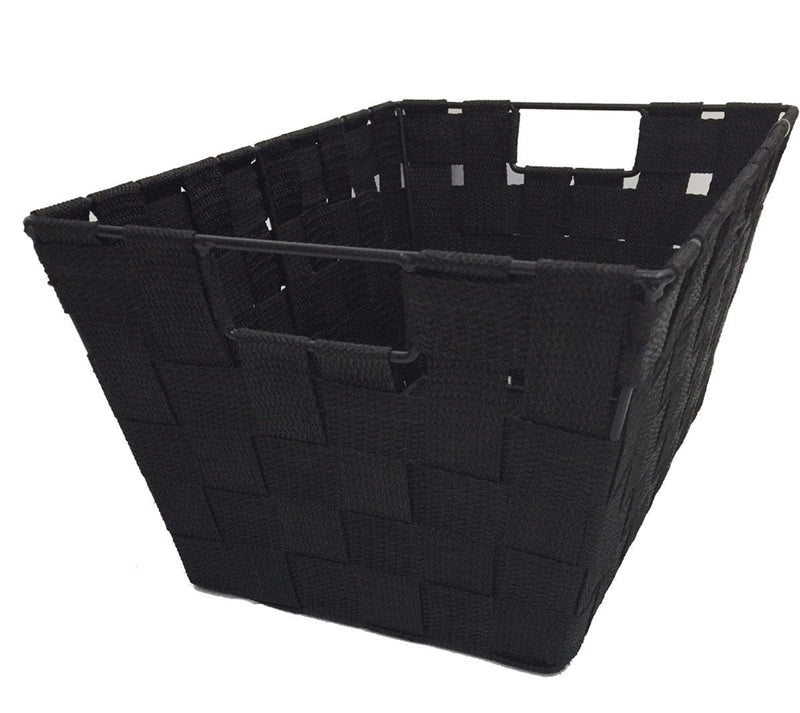 8" x 12" rectangular nylon storage basket, black