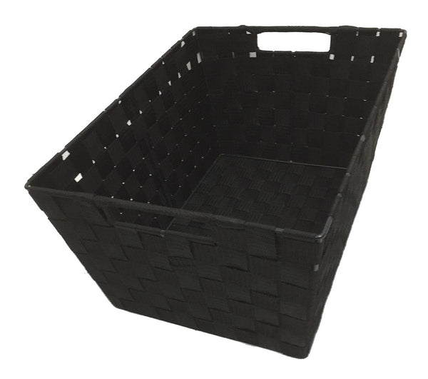 12" x 16" rectangular nylon storage basket, black