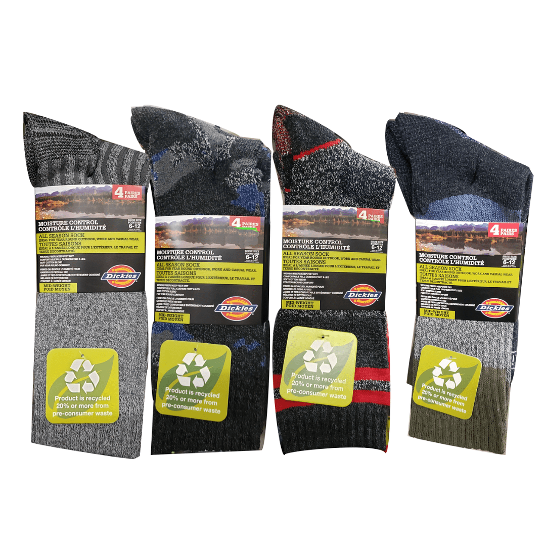 Socks Men's All Season 4pk. Moisture Control Dickies - Brantford Surplus