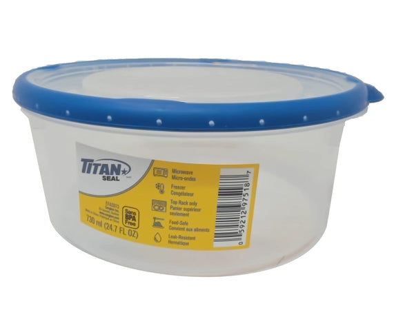 Titan seal short round food container 730ml