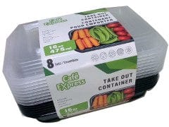 Container and clear lid combo rectangular 16 oz 8 pack - Brantford Surplus