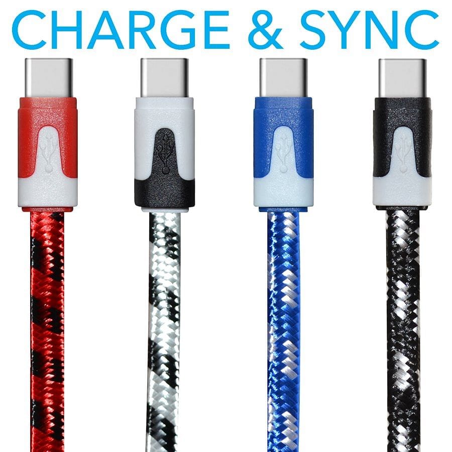 Cable - USB Type-C 10ft Flat Braided - Brantford Surplus