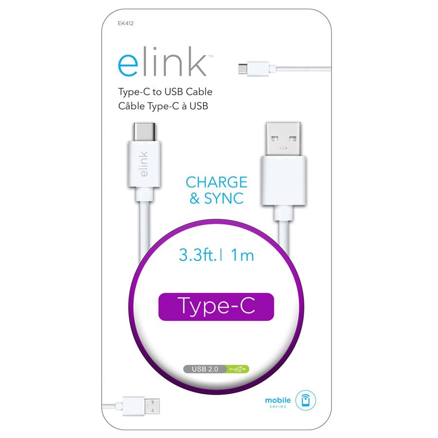 Cable - USB Type-C 3.3ft White - Brantford Surplus