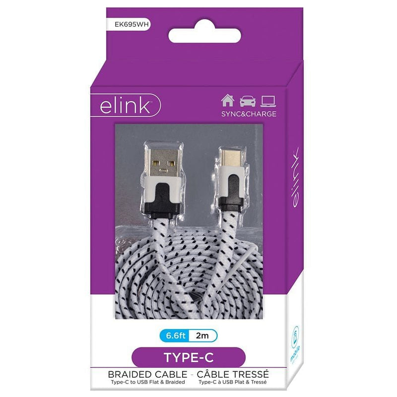 Cable - USB Type-C 6.6ft White Braided