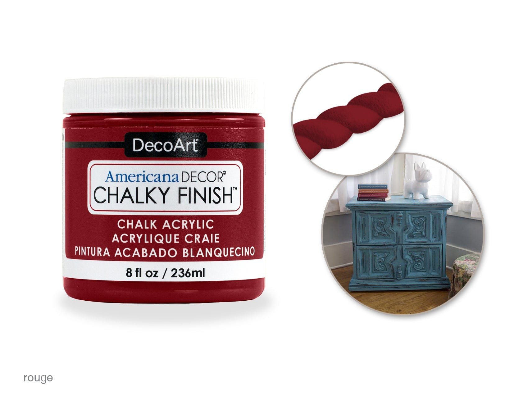 Decoart Paint: 8oz Chalky Finish Americana Decor ADC01-ADC43 ADC07 Rouge - Brantford Surplus