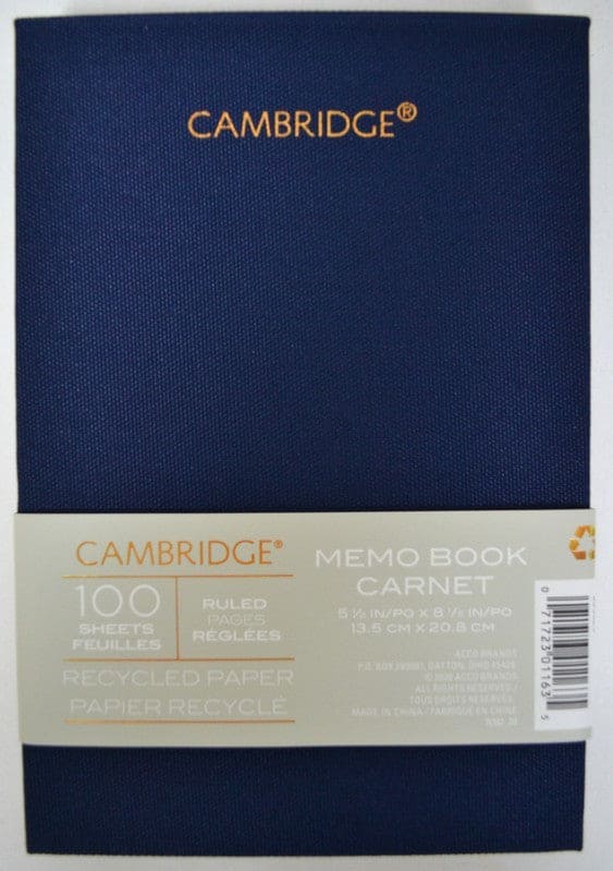 CAMBRIDGE MEMO BOOK 100SHTS 5-1/2"x8-1/5"