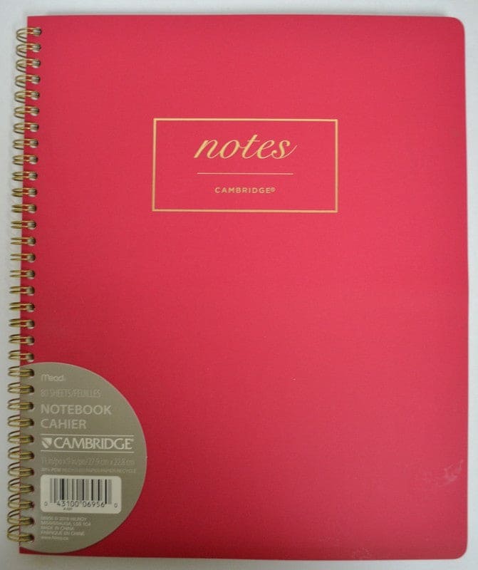 CAMBRIDGE 160PGS COIL NOTEBOOK 11"x9" MAROON COLOR - Brantford Surplus