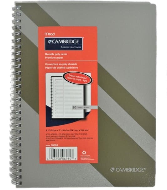 CAMBRIDGE POLY COVER NOTEBOOK 9-1/2 x 7.25 inch - Brantford Surplus