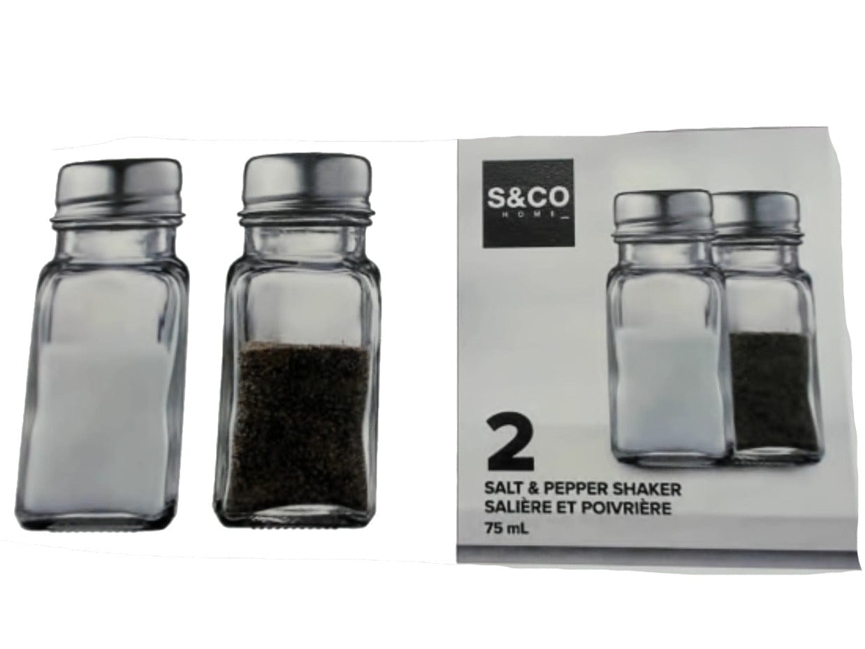 Salt & pepper glass shakers set of 2 - 75ml - Brantford Surplus