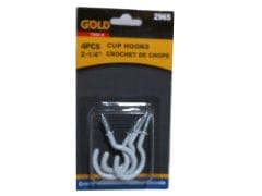 Cup hooks 2.25 inch 4 pack white - Brantford Surplus