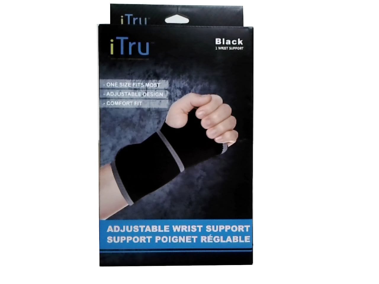 ADJUSTABLE WRIST SUPPORT - w/velcro enclosures - BLACK - Neoprene material - Brantford Surplus